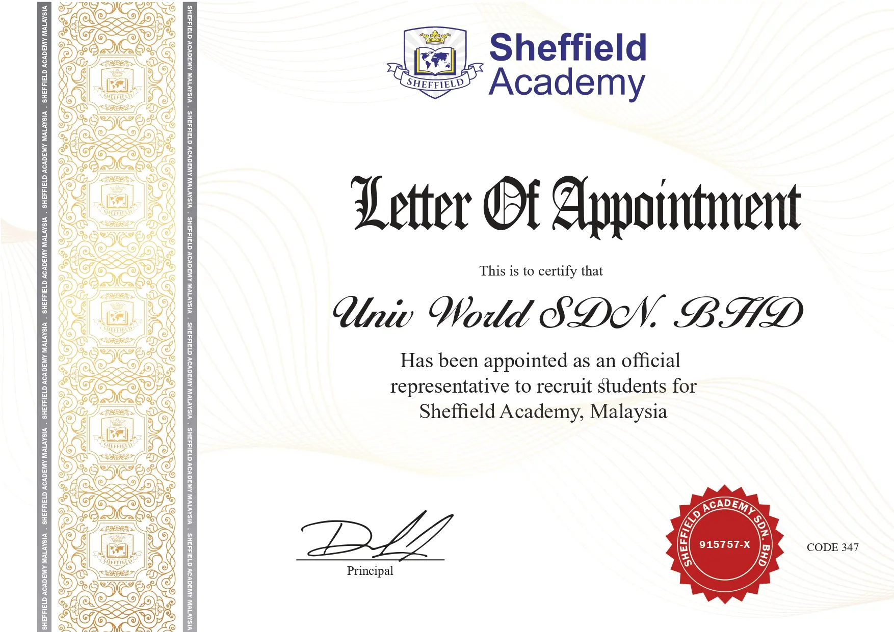 الممثل الرسمي لتسجيل واستقطاب الطلاب لصالح Sheffield